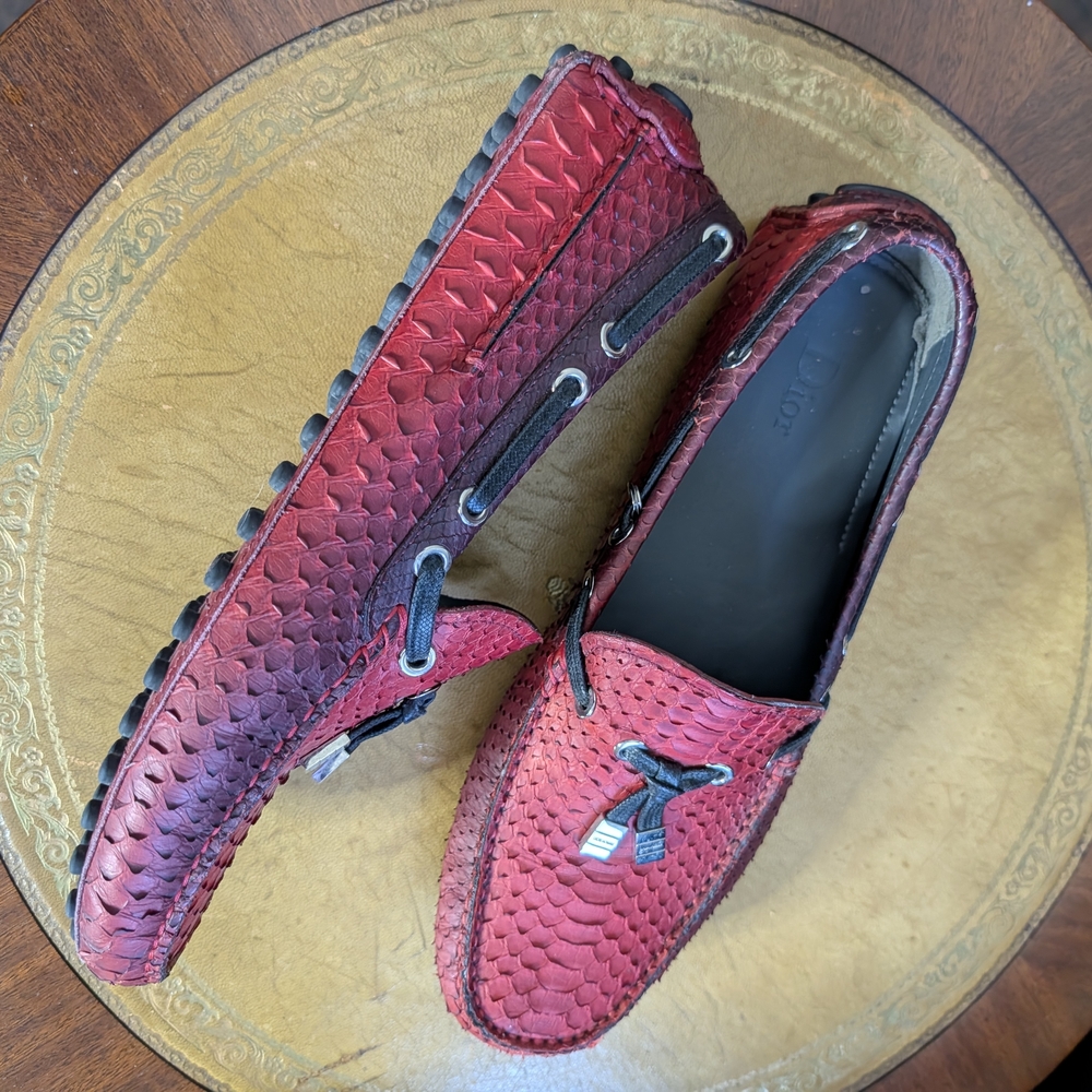 DIOR HOMME Genuine Python KVA Snakeskin Tassel Driving Loafers 41 / 8 - Picture 12 of 12